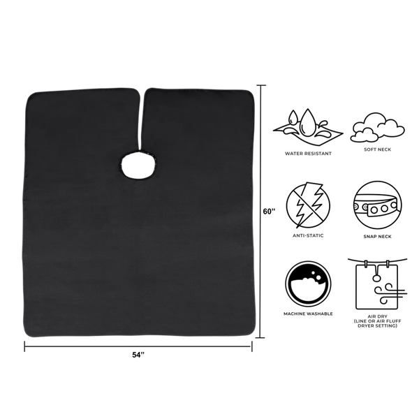 NeoSupreme Comfort Collar Static Free Haircutting Cape Black