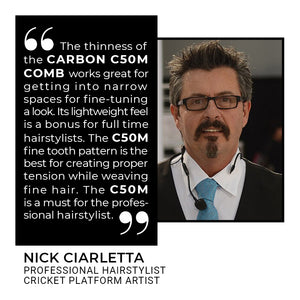 Carbon Comb C50M Fine Tooth Metal Rattail