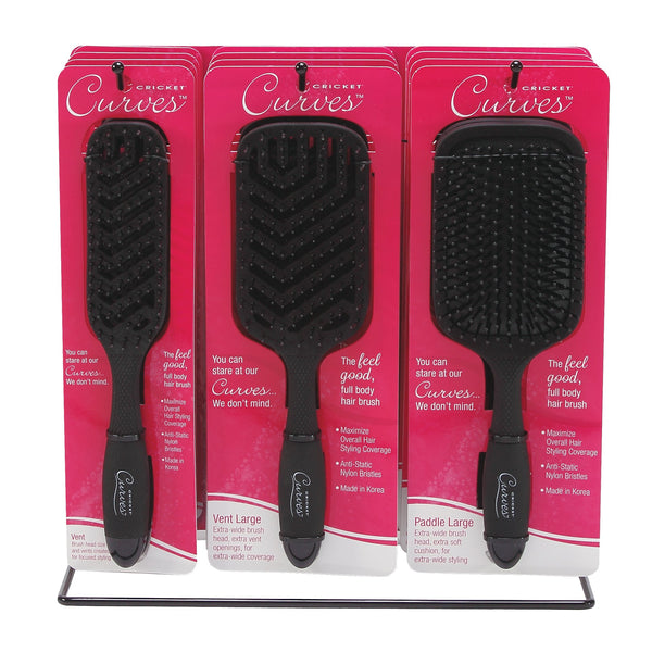 Curves Vent & Paddle Brush 12 Piece Display