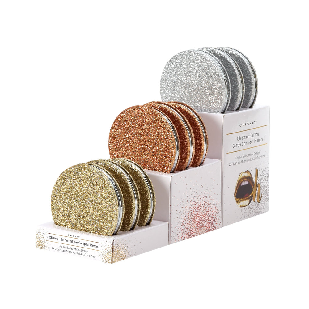 Oh Beautiful You Glitter Compact Mirrors 9 Piece Display