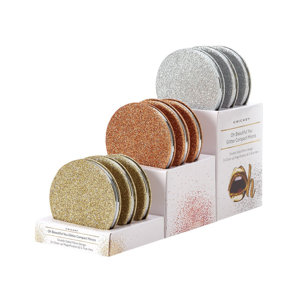 Oh Beautiful You Glitter Compact Mirrors 9 Piece Display