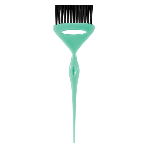 Mint hair mixing brush with black bristle head on a white background