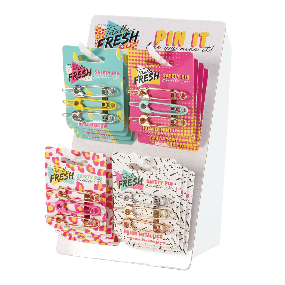 Totally Fresh Safety Pin Hair Barrette 16 Piece Display
