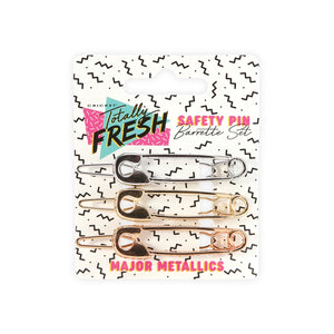 Totally Fresh Major Metallics Safety Pin Barrette Set 3PC
