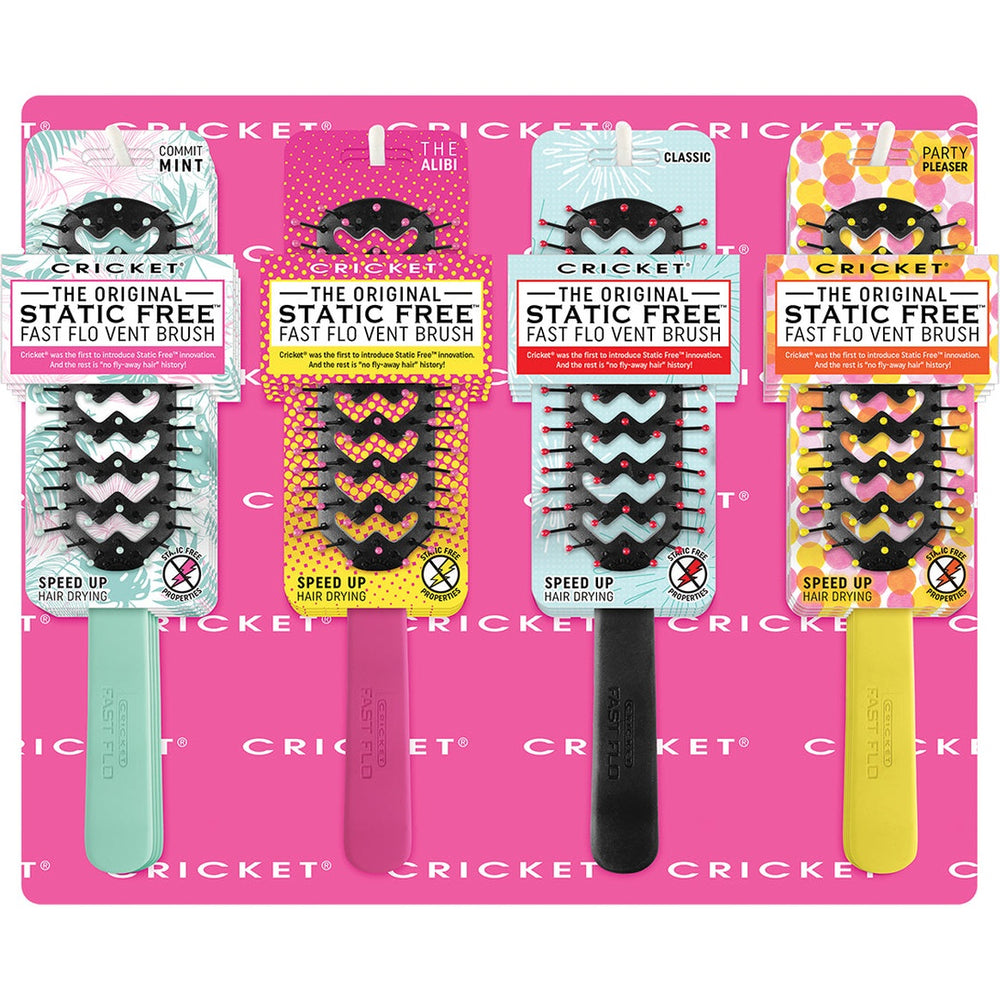Static Free Fast Flo Vent Brush Color Collection 1 16PC Display