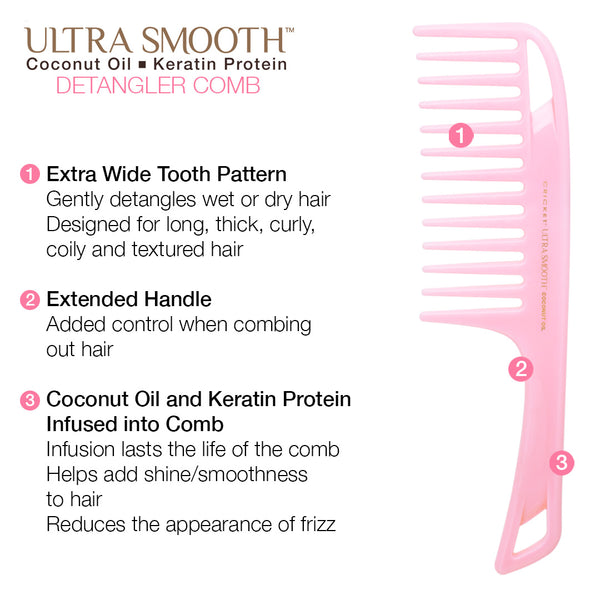 Ultra Smooth Pink Coconut Detangler Comb