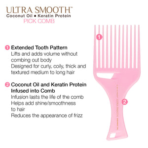Ultra Smooth Pink Coconut Pick Comb