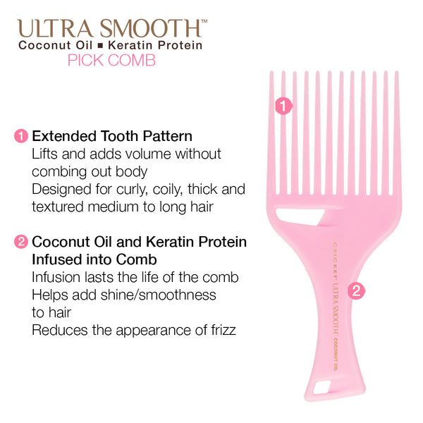 Ultra Smooth Pink Coconut Pick Comb