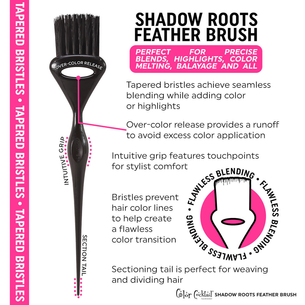 Color Cocktail Shadow Roots Feather Brush in black on a white background