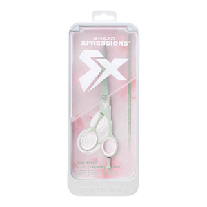 In packaging closed Shear Xpressions 5.75” Sage Advice pale sage green, professional haircutting shear