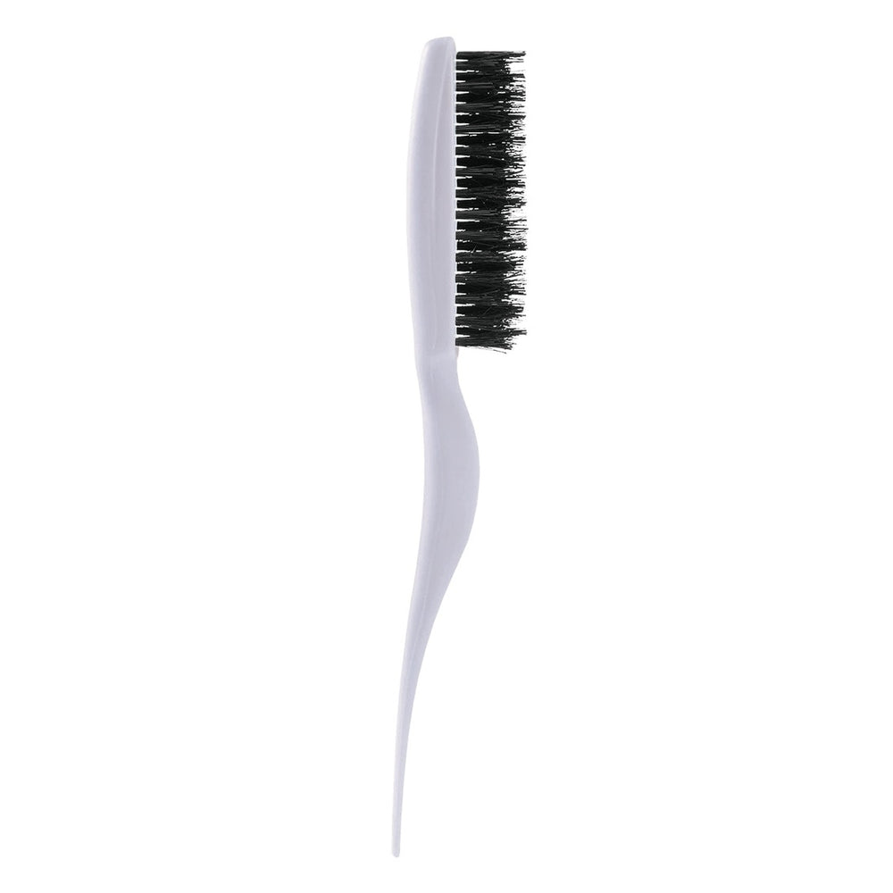 Amped Up It's All Good Rubberized Teasing Brush lavender brush with boar bristles facing to the right standing straight up with a white backgroun