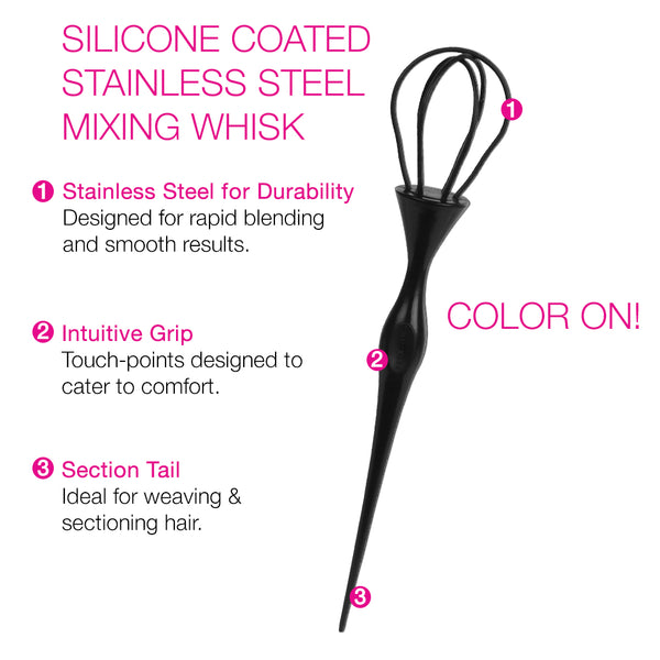 Color Cocktail Silicone Coated Stainless Steel Mixing Whisk