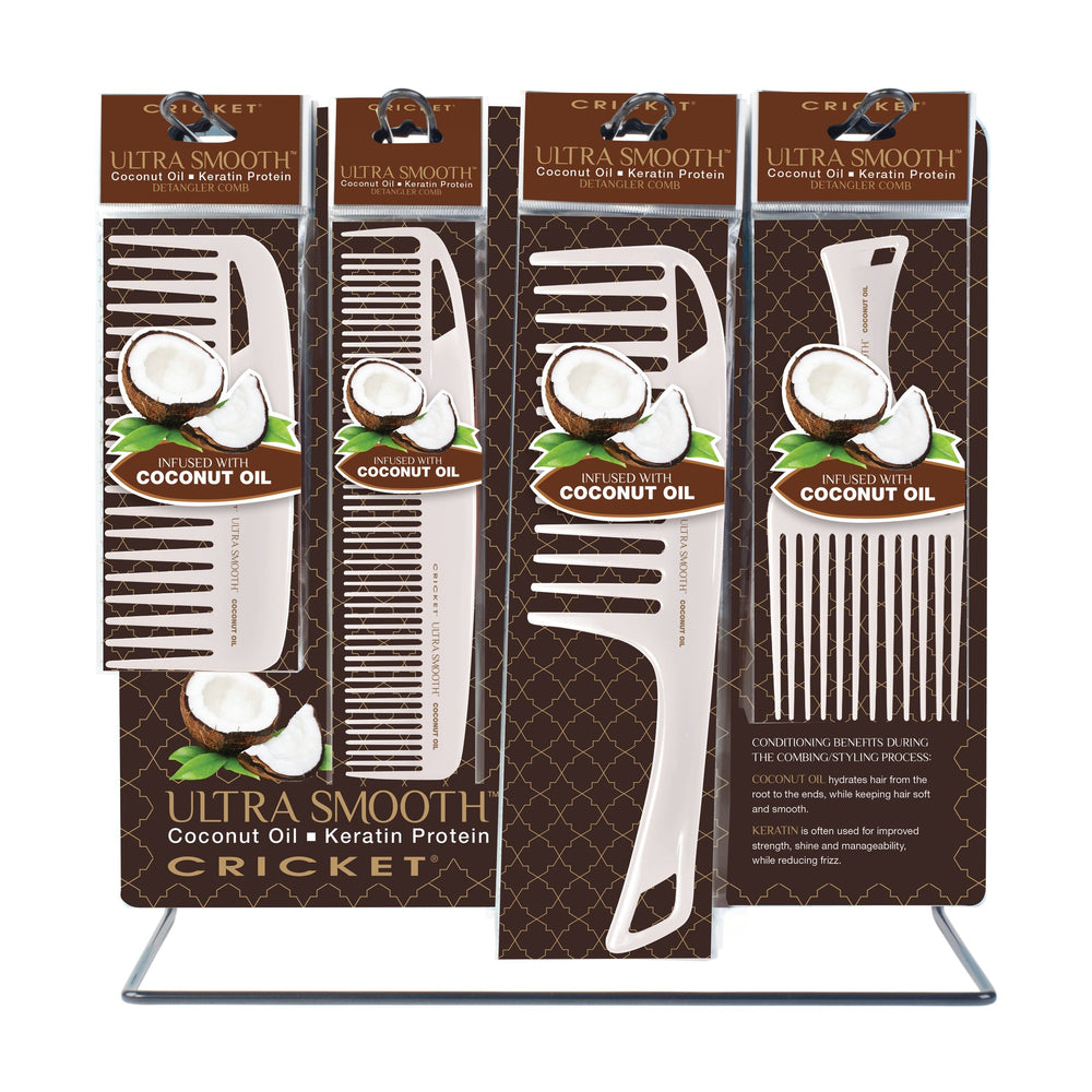 Ultra Smooth Coconut Styling Comb 24 Piece Display