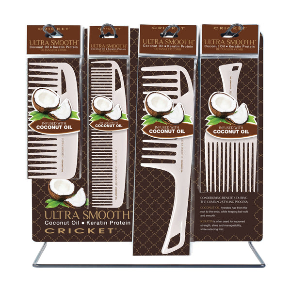 Ultra Smooth Coconut Styling Comb 24 Piece Display