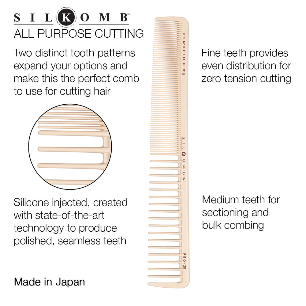 Silkomb Pro 20 All Purpose Cutting Comb PINK 3 Piece Set